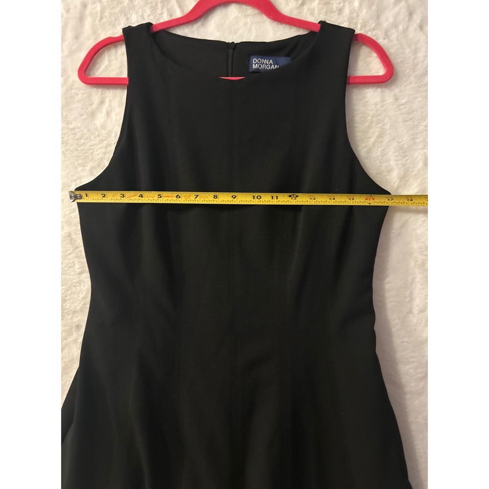 Donna Morgan Womens Sleeveless Fit and Flare Black Cocktail Dress Round Neck - Picture 6 of 6